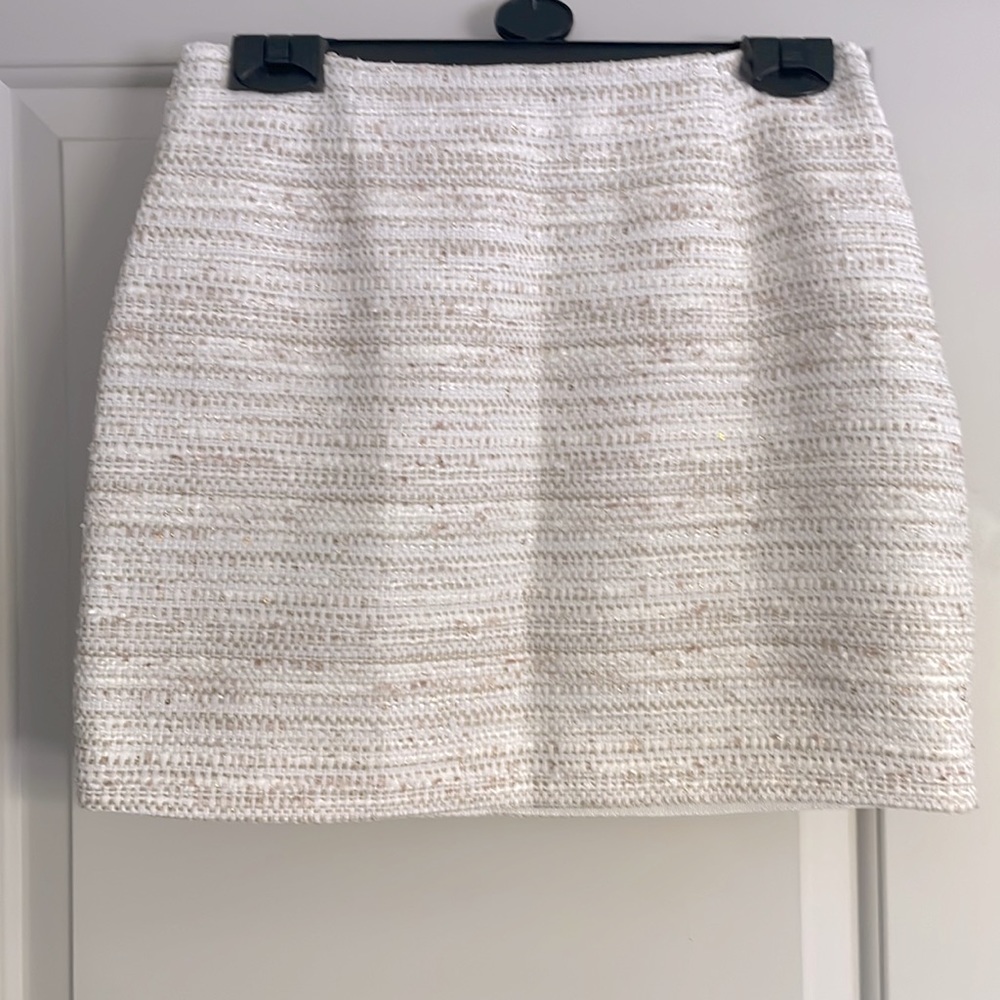 L’Academie white tweed mini skirt